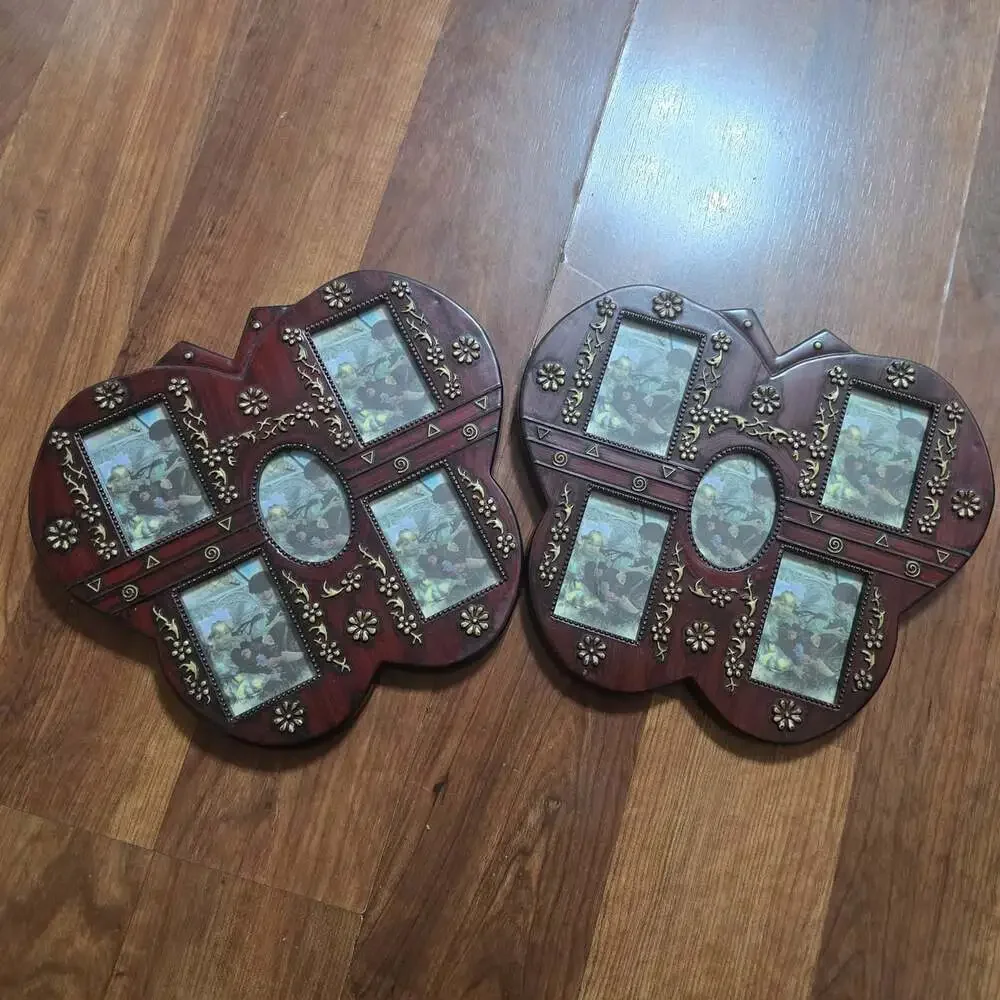 Set of Vtg Like Brown Butterfly Shape Plastic 5 Mini Multi-Photo Collage Frames
